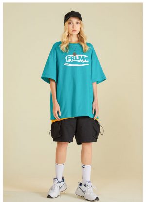 FRLMK BRAND Tシャツ 半袖 オーバーサイズ ヒップホップスタイル 男女