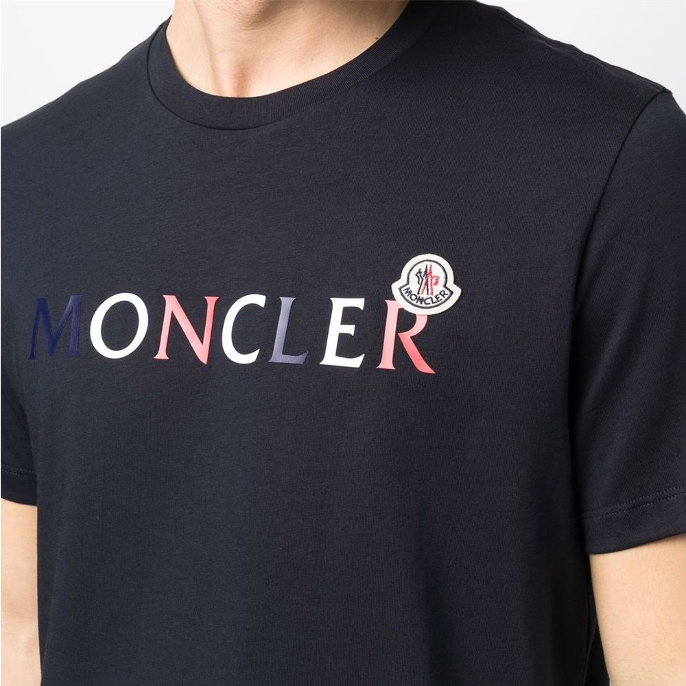 格安最新品152 MONCLER ネイビー ロゴ 半袖 Tシャツ size XL Tシャツ/カットソー(半袖/袖なし)