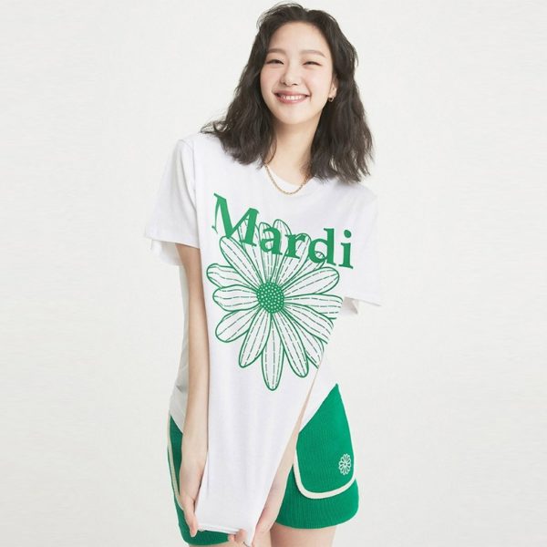 マルディ 韓国 Tシャツ FLOWER 人生を緑で飾る文学的および芸術的選択。