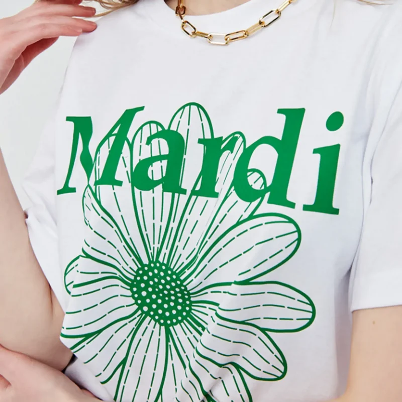 マルディ 韓国 Tシャツ FLOWER 人生を緑で飾る文学的および芸術的選択。