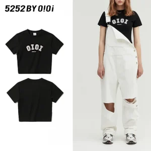 5252 BY O!Oi OiOi SIGNATURE CROP Logo T-SHIRTS シグネチャーTシャツ レディース ブラック (1)