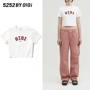 5252 BY O!Oi OiOi SIGNATURE CROP Logo T-SHIRTS シグネチャーTシャツ レディース ホワイト (1)