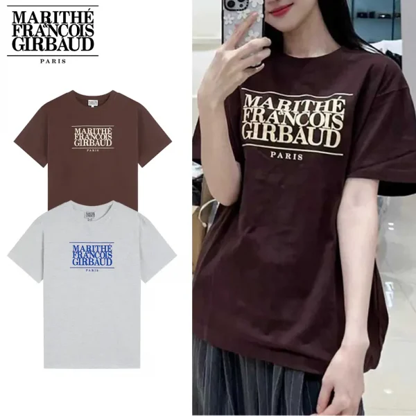 Marithe + Francois Girbaud マリテフランソワジルボー Tシャツ CLASSIC LOGO TEE 男女兼用 グレー ブラウン (3)