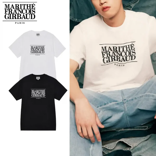 Marithe + Francois Girbaud マリテフランソワジルボー Tシャツ CLASSIC LOGO TEE 男女兼用 ブラック ホワイト (2)