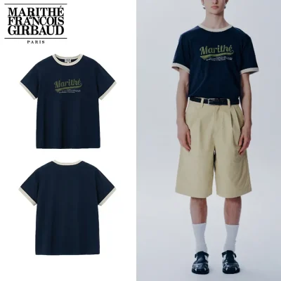 Marithe + Francois Girbaud マリテフランソワジルボー Tシャツ M VINTAGE BASEBALL RINGER TEE 24SS春夏 男女兼用 NAVY (1)