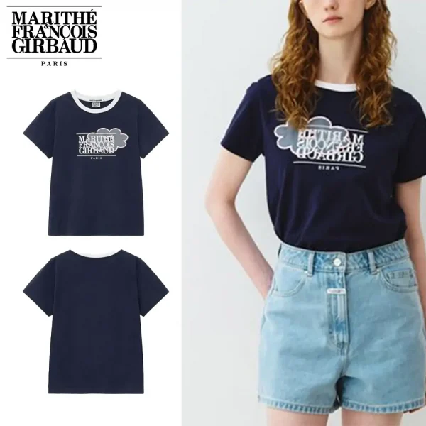 Marithe + Francois Girbaud マリテフランソワジルボー Tシャツ MARITHE DAISY X MARITHE W FLOWER TEE 24SS春夏 レディース ネイビー (6)