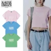 Marithe + Francois Girbaud マリテフランソワジルボー Tシャツ W CLASSIC LOGO CROP TEE 24SS春夏 レディース グリーン ピンク ブルー (4)