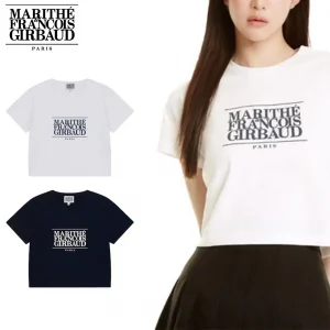 Marithe + Francois Girbaud マリテフランソワジルボー Tシャツ W CLASSIC LOGO CROP TEE 24SS春夏 レディース ブラック ホワイト