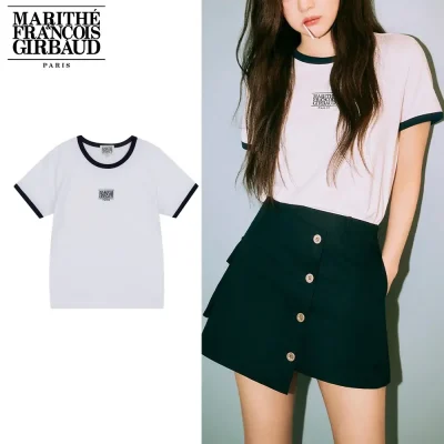 Marithe + Francois Girbaud マリテフランソワジルボー Tシャツ W CLASSIC LOGO RINGER TEE 24SS春夏 レディース white