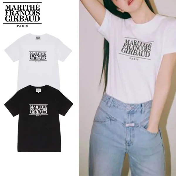 Marithe + Francois Girbaud マリテフランソワジルボー Tシャツ W CLASSIC LOGO TEE 半袖 レディース ブラック ホワイト (2)