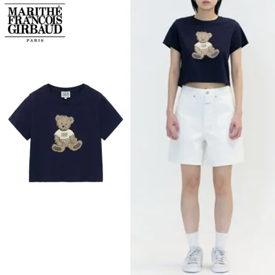 Marithe + Francois Girbaud マリテフランソワジルボー Tシャツ W DOODLE BEAR CROP TEE 24 SS春夏 レディース ネイビー (2)