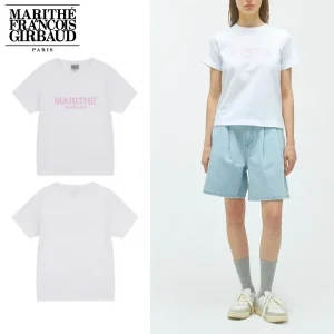 Marithe + Francois Girbaud マリテフランソワジルボー Tシャツ W Regular Logo Tee レディース ホワイト×ピンク (3)