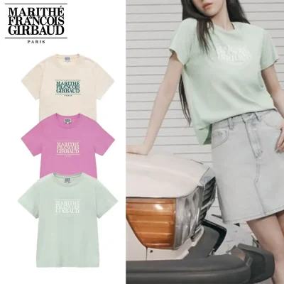 Marithe + Francois Girbaud マリテフランソワジルボー 半袖 Tシャツ W CLASSIC LOGO TEE レディース ベージュ グリーン ピンク (2)