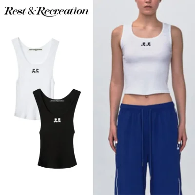 Rest & Recreation レストアンドレクリエーション RR LOGO SHORT TANK TOP タンクトップ2024 SS春夏 レディース ブラック ホワイト ..