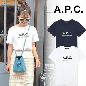 A.P.C. アーペーセー Tシャツ レディース ブラック ホワイト 01