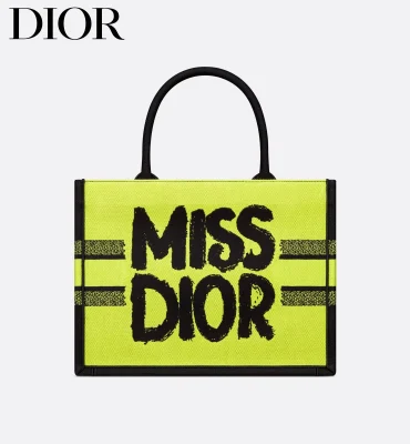 DIOR ディオール Miss Dior Graffiti エンブロイダリー トートバッグ レディース イェロー＆グリーン M1296ZEZY_M07I