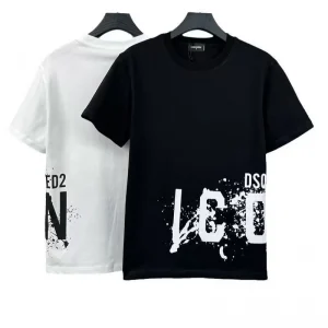 DSQUARED2 ディースクエアード Ｔシャツ 2024春夏秋 メンズ ブラック ホワイト 01