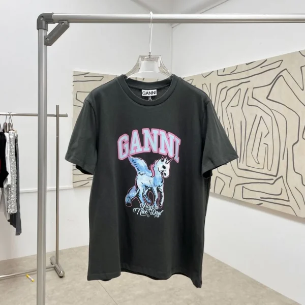 GANNI ガニー Tシャツ RELAXED UICORN T-SHIRT リラックスフィット 半袖 トップス レディース グレー (1)