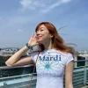 Mardi Mercredi マルディメクルディ Tシャツ 半袖 トップス デイジーショート レディース ブルー (1)