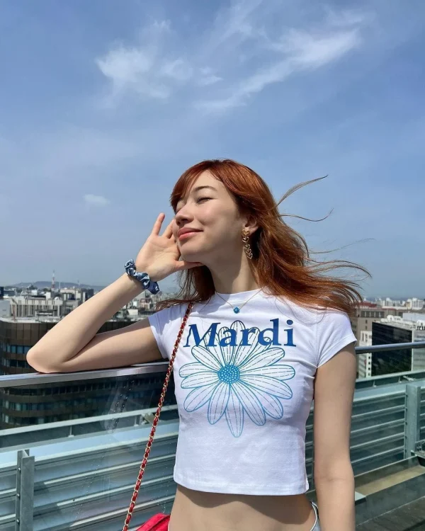 Mardi Mercredi マルディメクルディ Tシャツ 半袖 トップス デイジーショート レディース ブルー (1)